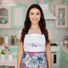 姉妹名パーソナライズされた水カラーフローラキッチン エプロン