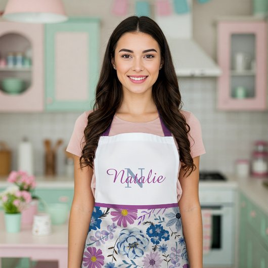 姉妹名パーソナライズされた水カラーフローラキッチン エプロン