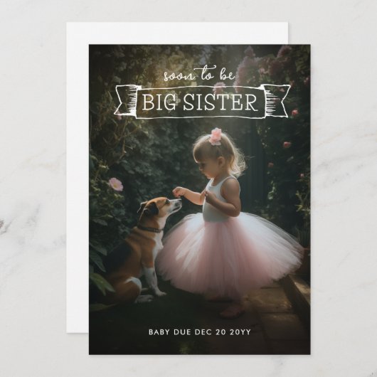 姉妹妊娠のお知らせ写真 招待状 (正面/裏面)