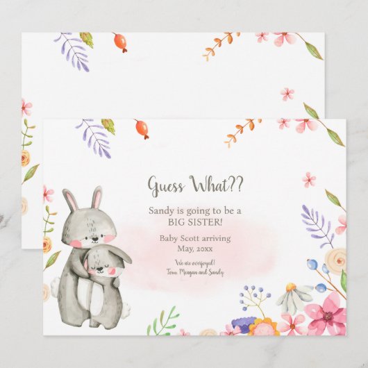 姉妹妊娠の発表 招待状 (正面/裏面)