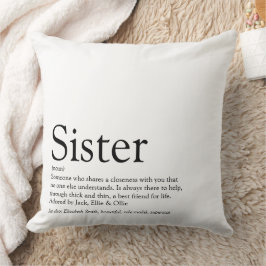 姉妹定義ことわざ白黒ラージ クッション