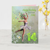 姉妹年齢14、花の妖精の誕生日カード カード (黄色い花)