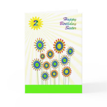 姉妹年齢2の場合は、幸せな花のカード