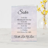 姉妹愛と勇気付けられる詩のデザイン挨拶 カード (黄色い花)