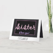 姉妹感謝のウェディングメイドオブオナー - 格子縞の手書き文字 サンキューカード (裏面)