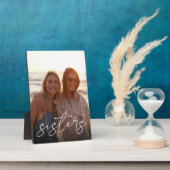 姉妹手書きスクリプトオーバーレイ垂直方向の写真 フォトプラーク (側面)