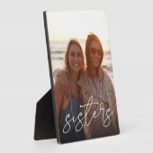 姉妹手書きスクリプトオーバーレイ垂直方向の写真 フォトプラーク (側面)