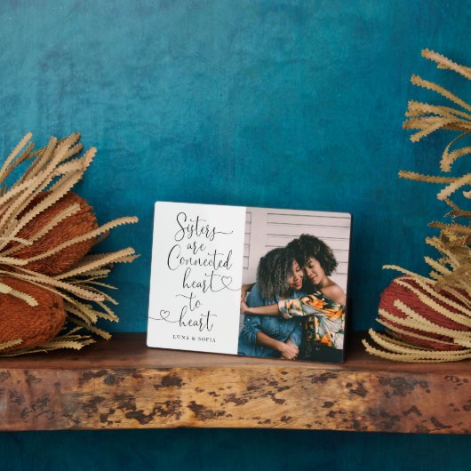 姉妹接続ハートからハート |姉妹の写真 フォトプラーク (側面)