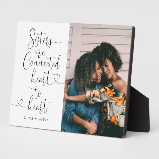 姉妹接続ハートからハート |姉妹の写真 フォトプラーク (側面)