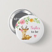 姉妹新しいビッグシス赤ちゃん女の子シャワーウッドランド 缶バッジ (正面&裏面)