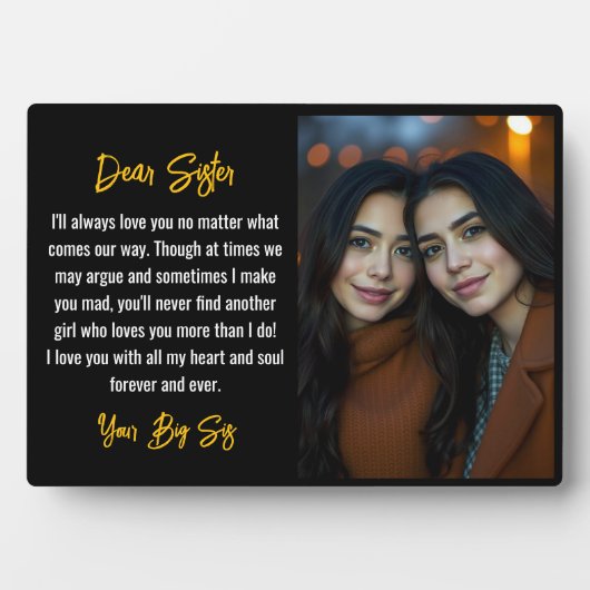 姉妹最高の写真コラージュ用の姉妹スクリプトギフト フォトプラーク (正面)