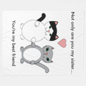 姉妹最高の友猫のカスタマイズ フリースブランケット (正面(横))