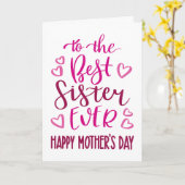 姉妹最高の母の日のタイポグラフィピンク カード (黄色い花)