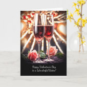 姉妹桃色シャンパンかわいらしのバレンタインデー カード (黄色い花)