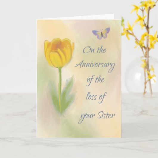 姉妹水彩花の喪失記念日 カード (黄色い花)