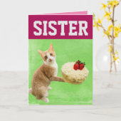 姉妹猫お誕生日ケーキビッグ挨拶カード カード (黄色い花)