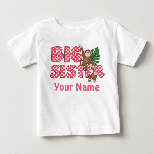 姉妹猿ピンクシャパーソナライズされたツ ベビーTシャツ (正面)