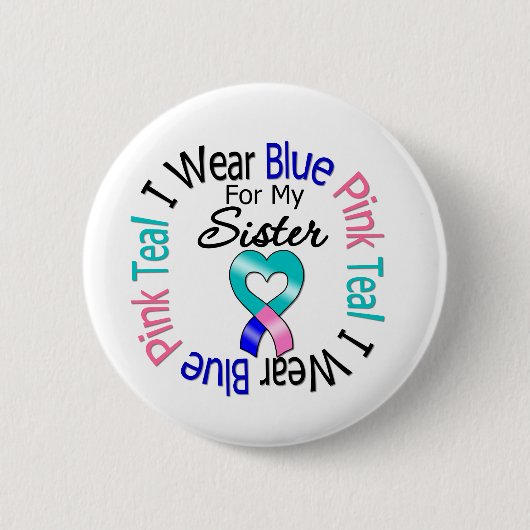 姉妹用甲状腺がんI衣服ハートリボン 缶バッジ (正面)