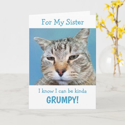 姉妹癌ムーディースキャット折りグリーティングカード カード (黄色い花)