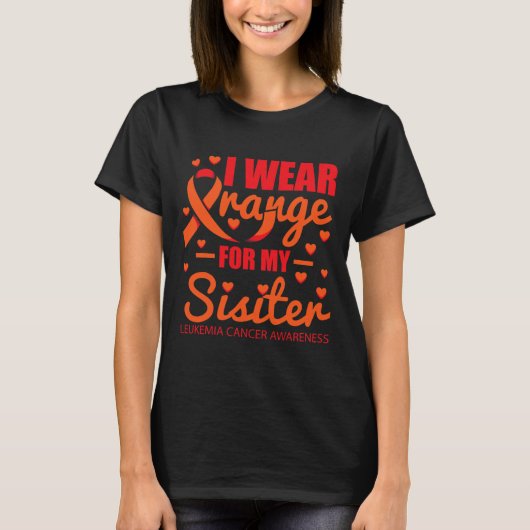 姉妹白血病の衣服オレンジ Tシャツ (正面)