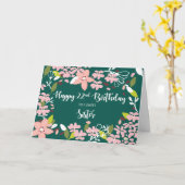 姉妹第22誕生日緑の花 カード (黄色い花)