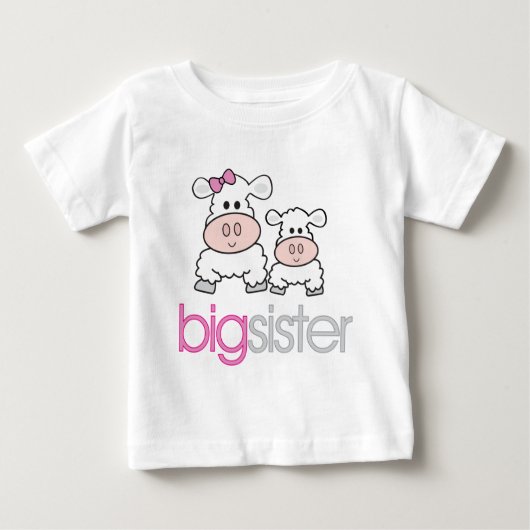 姉妹羊の妊娠の告知Tシャツ ベビーTシャツ (正面)