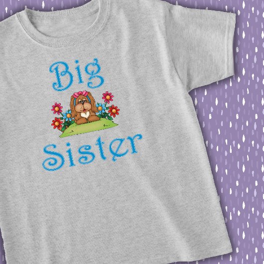 姉妹茶色かわいくふわふわの子犬の花 Tシャツ