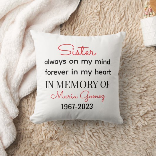 姉妹記念ハートプラーク – 常に私の心 クッション (ブランケット)