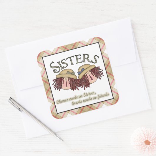 姉妹詩おもしろい家族ステッカー スクエアシール (封筒)