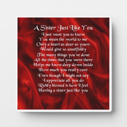 姉妹詩プラーク – 赤シルクデザイン フォトプラーク (正面)