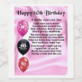 姉妹詩ワインボトルラベル – 60誕生日 ワインラベル (シングルラベル)