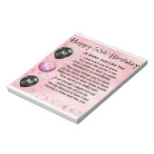 姉妹詩 – 50歳の誕生日デザイン ノートパッド (回転)