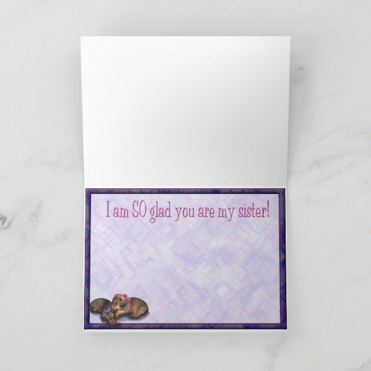 姉妹誕生日2人の小さなダシュント姉妹 カード (内部)