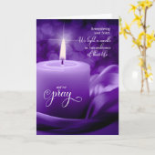 姉妹追悼の命日パープルキャンドル カード (黄色い花)