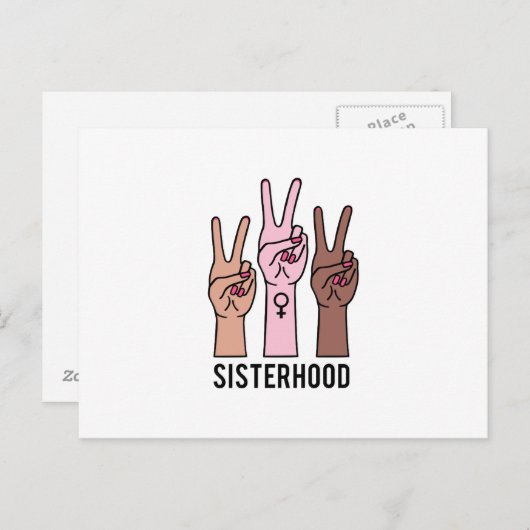 姉妹達、平和のサインを持つ女性の手 ポストカード (正面/裏面)