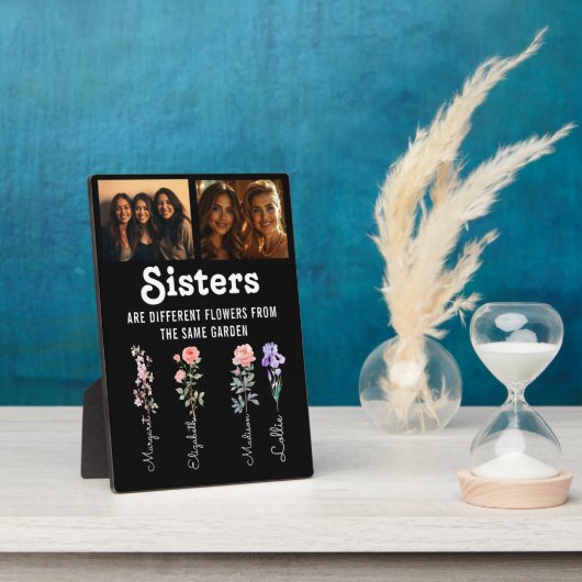 姉妹違うは花カスタムの写真と名前 フォトプラーク (側面)