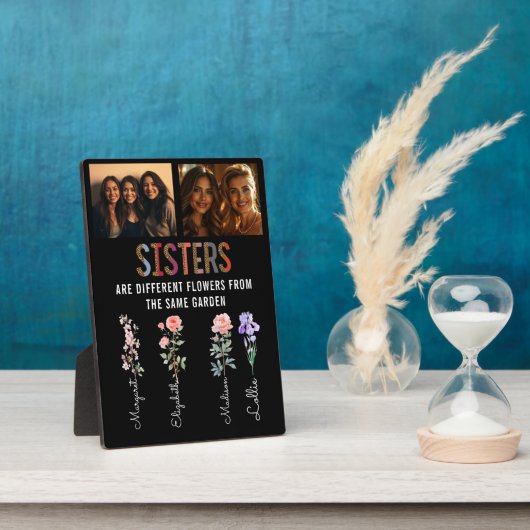 姉妹違うは花カスタムの写真と名前 フォトプラーク (側面)