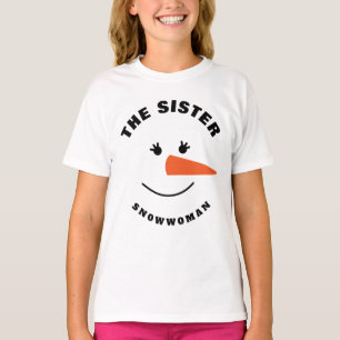 姉妹雪だるま顔分隊の家族の衣装に一致 Tシャツ