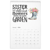 姉妹霊感の年 カレンダー (1月 2026)