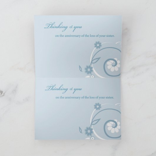 姉妹青色の渦巻き旋回の喪失記念日 カード (内部)