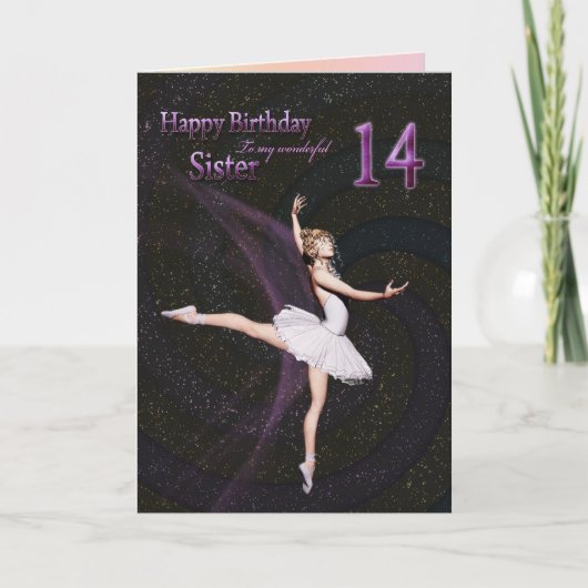 姉妹14歳バレリナ誕生日カード カード (正面)