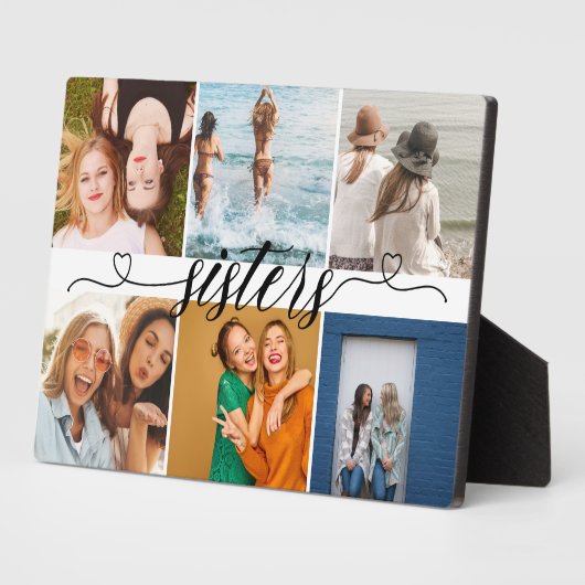 姉妹6フォトコラージュかわいいパーソナライズされたギフト フォトプラーク (側面)