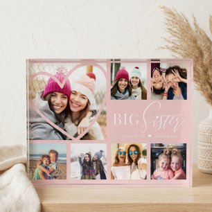 姉妹7人写真コラージュハートBFF用ギフト フォトブロック