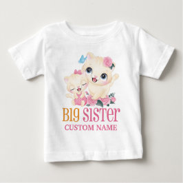 姉妹 かわいいイニシャルとねこ ベビーTシャツ