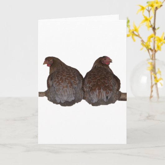 姉妹-ねぐらについている青によってWyandotteのひもで締められる雌鶏 カード (黄色い花)