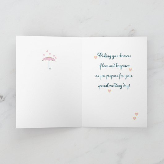 姉妹、ウェディングシャワー ピンクの傘 サンキューカード (内部)