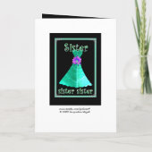 姉妹 – ジュニアブライドメイド、ティール(緑がかった色)グリーンガウン 招待状 (裏面)