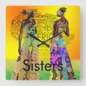 姉妹 スクエア壁時計 (正面)