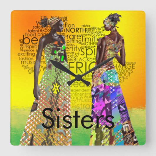 姉妹 スクエア壁時計 (正面)