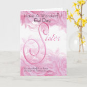 姉妹、ピンクの花柄のためのEidカード カード (黄色い花)